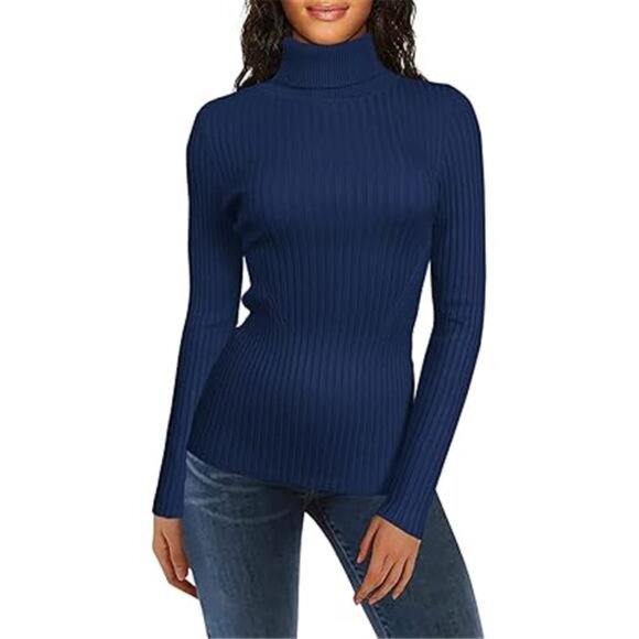 Turtleneck Ribbed Sweaters for Women Cute Sexy Knitted Warm Fitted Sweater - Picture 6 of 6
